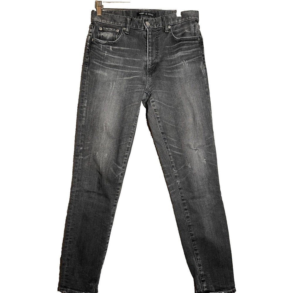 MOUSSY 27 Jeans Skinny Vintage Velma Mid-Rise Distressed Crop Stretch Black